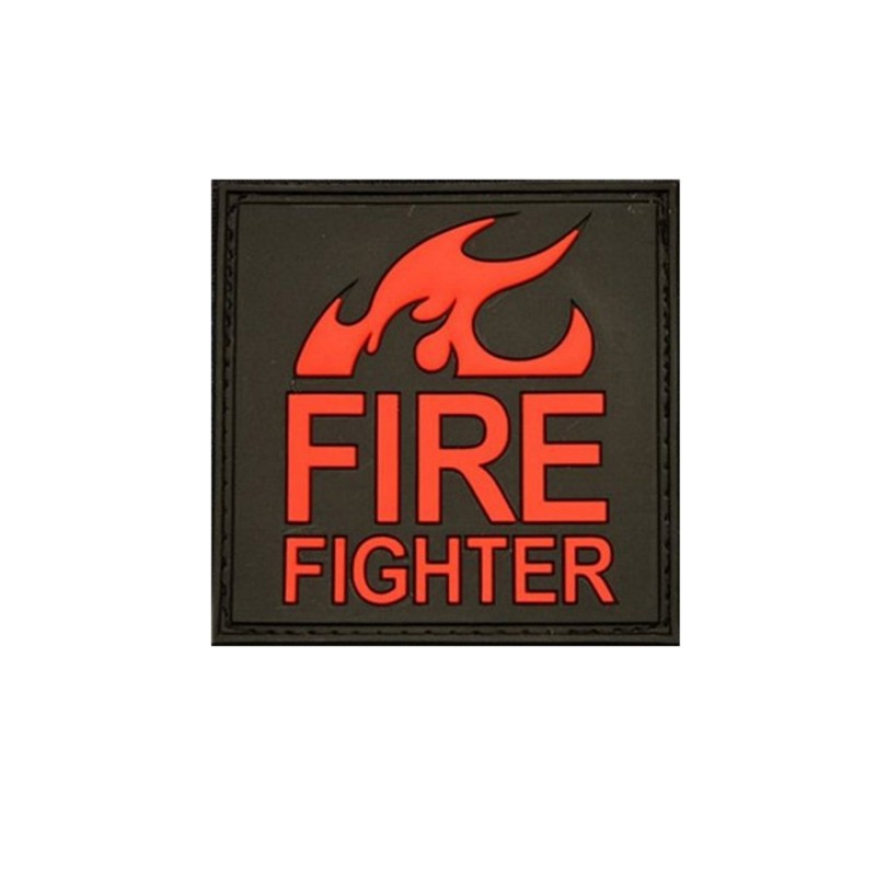 Klettabzeichen FIRE FIGHTER - gummiert (50 x 50 mm)